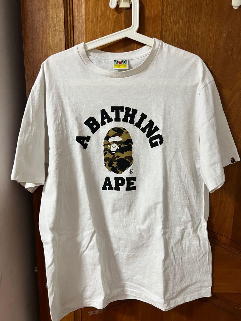 100 authentic bathing ape bape white XL t shirt Men s Fashion Tops Sets Tshirts Polo Shirts on Carousell