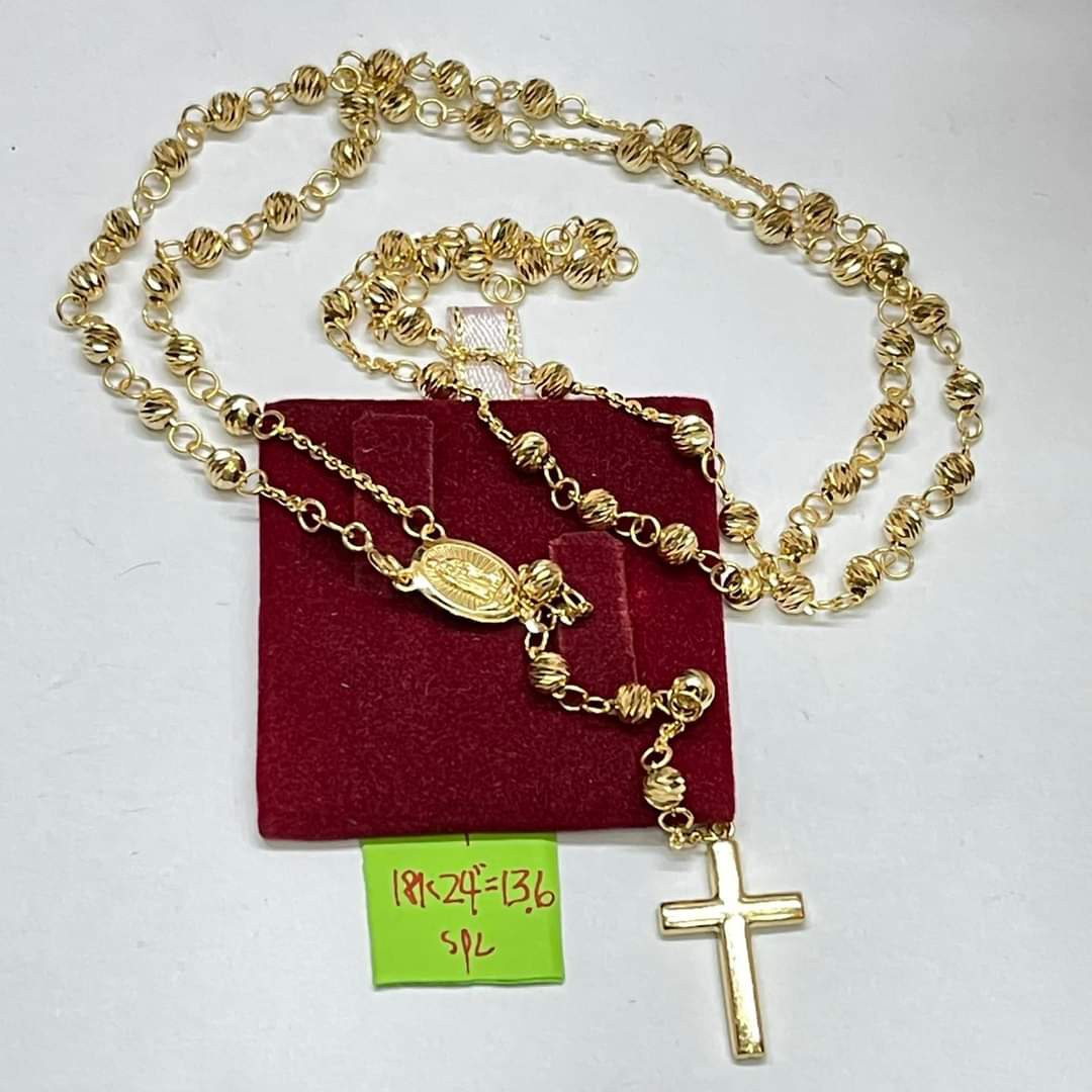18K Saudi Gold Rosary necklace, Women's 