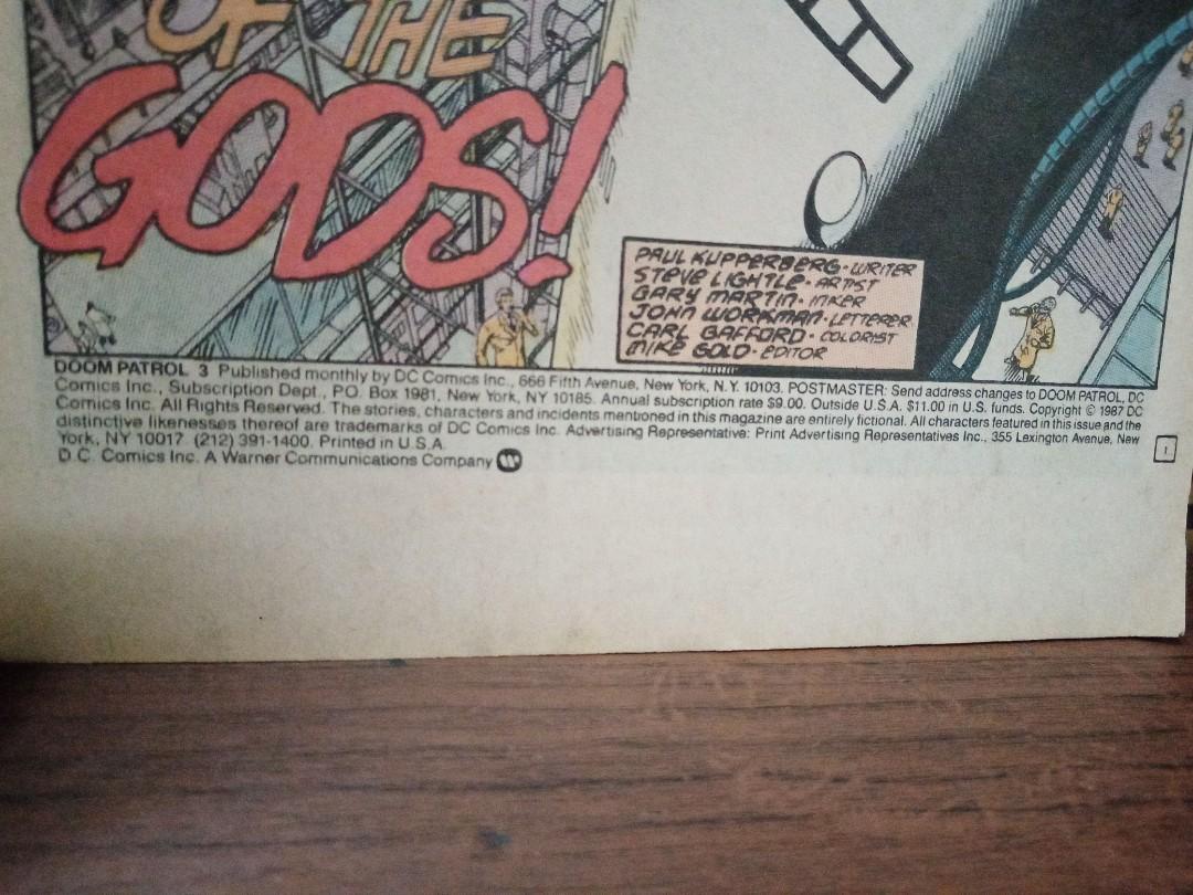 1987 Doom Patrol No.3 Comics (Category: Comics & Manga) located in San Pablo. Submitted by fredambion (Listing ID 1173468426, Image 3). Description: Please Read Description And Check Photos 1987 Doom Patrol No.3 Comics What you see is what you get For Only 100 7-8/10 Condition Complete Pages Payment via Gcash o Palawan Express Shipping via JRS o Lbc Cop Flash or Gogo Express pede pero kayo magbobook Meet up San Pablo City Laguna.