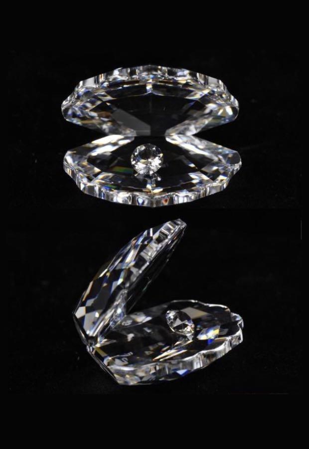 正品施華洛世奇水晶貝殼擺飾 Swarovski Crystal Shell 珠寶櫃擺飾鑽石晶鑽 款ㄣ 古董收藏 收藏品在旋轉拍賣