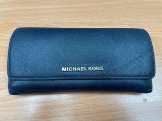 美國正品Michael Kors MK 深藍色氣質長夾