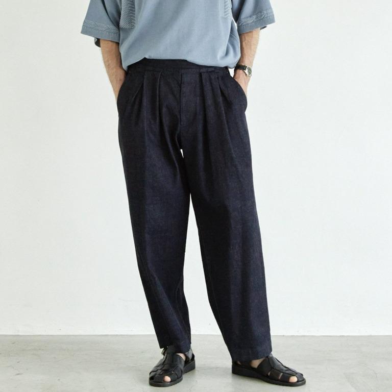 代訂SAYATOMO Hakama Akane Slacks pants Indigo Blue & Black 日本製