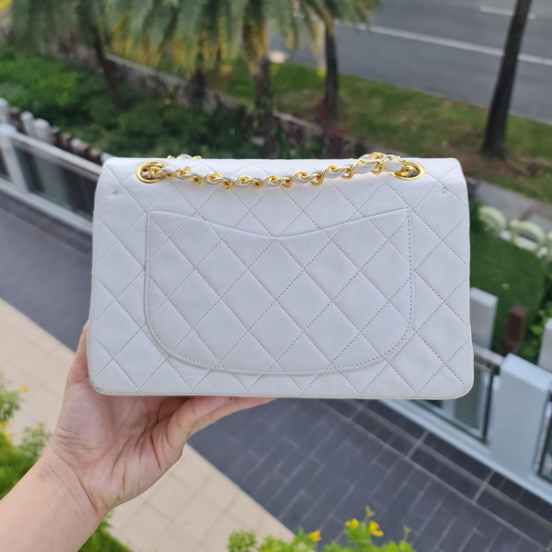 Chanel 1996 Vintage White Caviar Classic Camera Bag 24k GHW