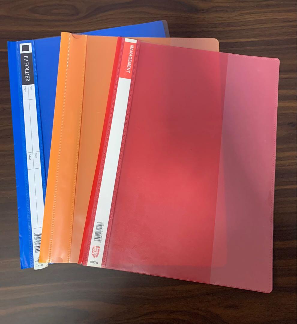 A4 clear files (Red, Orange and Blue), Hobbies & Toys, Stationery ...