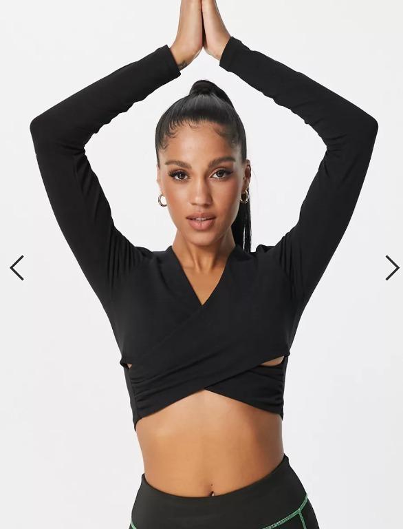 Long sleeve wrap yoga top deals