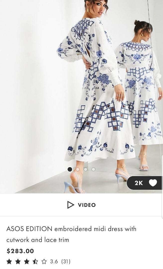 Asos premium chinese porcelain embroidered dress