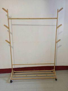 Bamboo Wooden Hanger Rack & Hanger Stand + Coat Rack