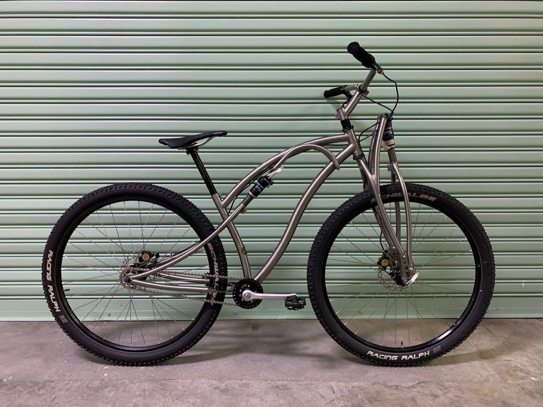 Black sheep titanium 29er NAHBS custom 17.5 full suspension MTB bicycle truss fork blacksheep Formula hydraulic disc brakes