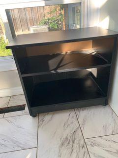 Black side table with wheels