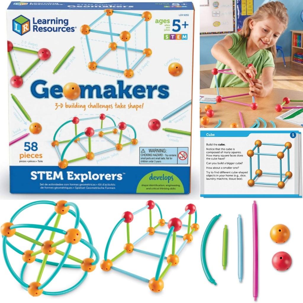 Learning Resources – STEM Explorers Geomakers – Gioco Geometrico 2D E 3D – 58 Pezzi – Per Bambini 5+ Anni