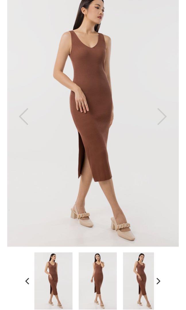 ORIANA TOGA RIBBED DRESS #MADEBYLOVET (MOCHA)