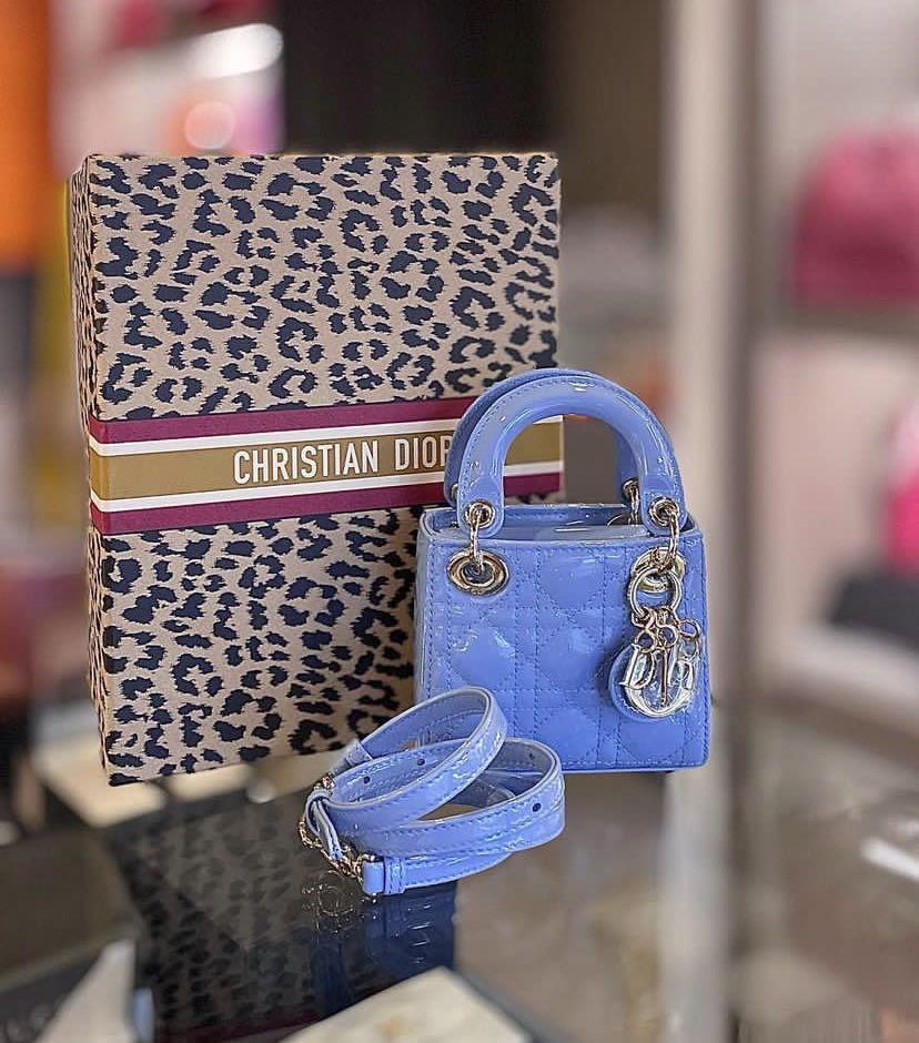 Lady dior blue hotsell patent bag