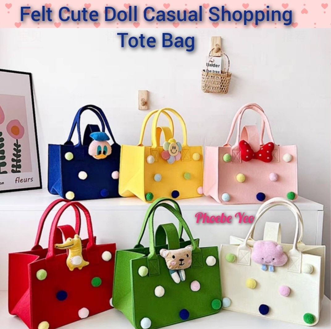 Felt Cute Doll Casual Shopping Tote Bag Women s Fashion Bags