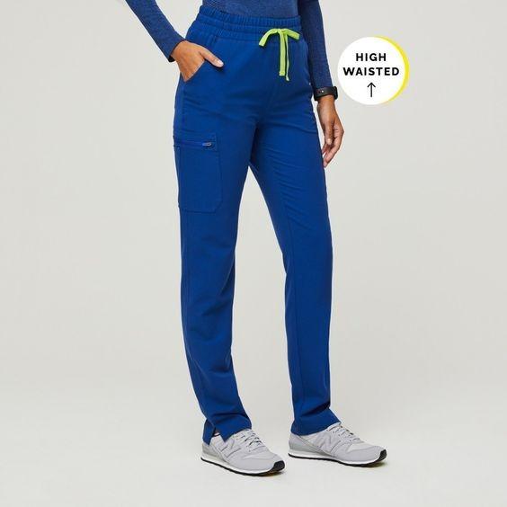 Figs Electric Blue Scrubs Set (Catarina + High Waisted Yola), Women's