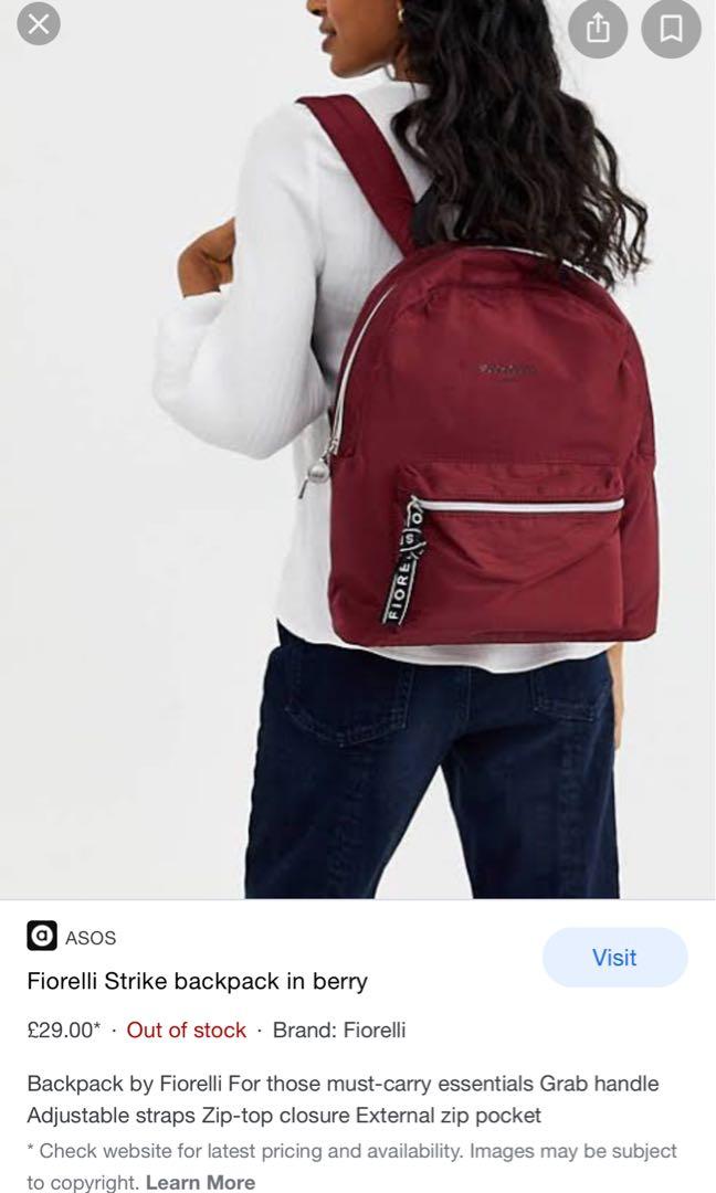 FIORELLI SPORT STRIKE BERRY BACKPACK Women s Fashion Bags Wallets Backpacks on Carousell