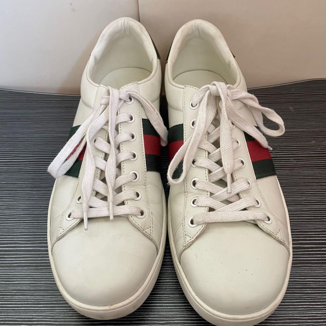 White leather gucci sneakers clearance