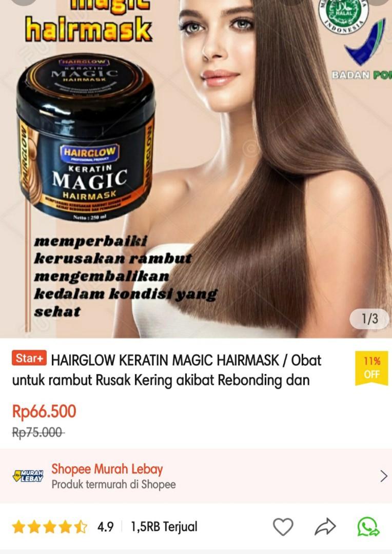 Hair Glow Keratin Magic / Hair mask keratin salon, Kesehatan