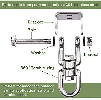 Heavy Duty 360° Swivel Swing Hangers, Stainless Steel Swing Hook for  Ceiling Wooden Porch Swing Hanging kit Playground Gym Rope Boxing Bag  Hammock Chair Yoga Swing Mount, Sports Equipment, Exercise & Fitness