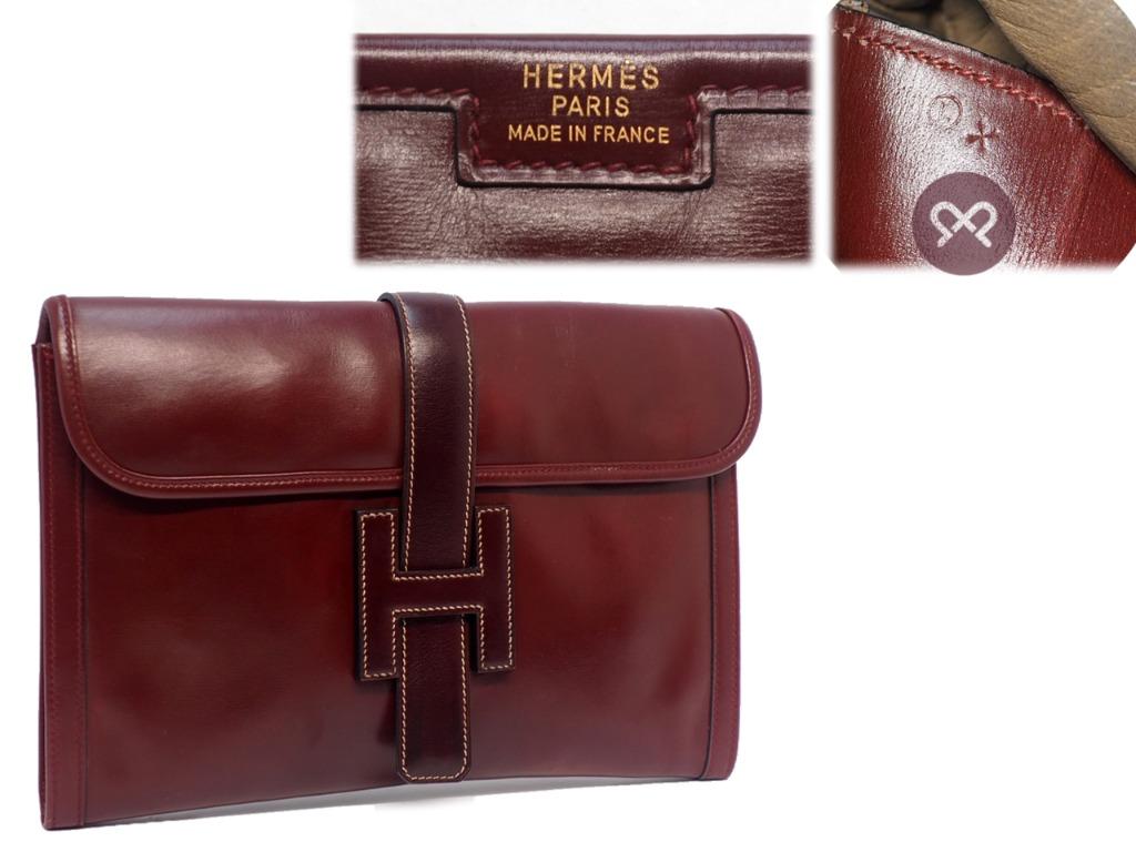 Hermes Navy Blue Vintage Circle J Stamp Box Calf Leather 29cm Jige