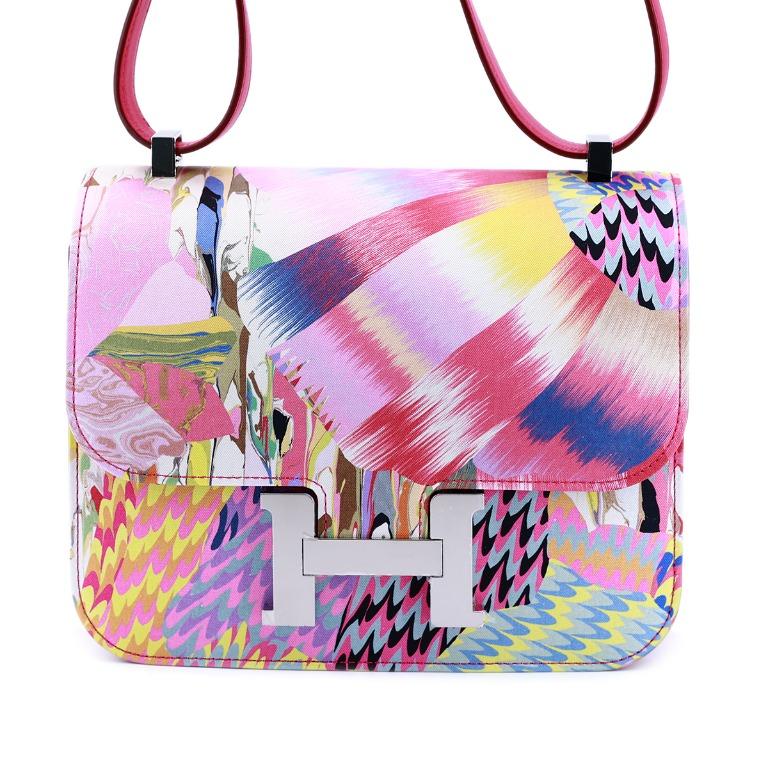 HERMÈS Limited Edition Constance 24 Marble Silk shoulder bag in  Multi-Color, Rose Azalee Silk and Rose Mexico Swift leather with Palladium  hardware-Ginza Xiaoma – Authentic Hermès Boutique