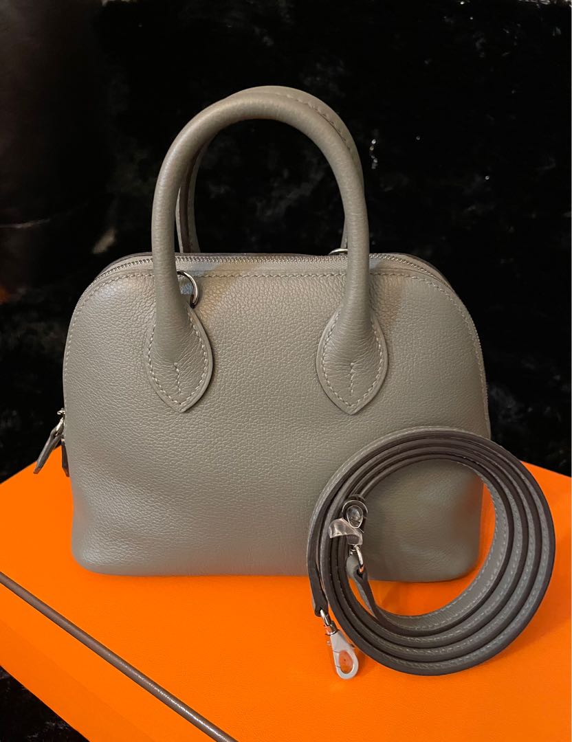 HERMÈS Bolide 1923 Mini crossbody bag in Gris Meyer and Beton Evercolor  leather with Palladium hardware-Ginza Xiaoma – Authentic Hermès Boutique