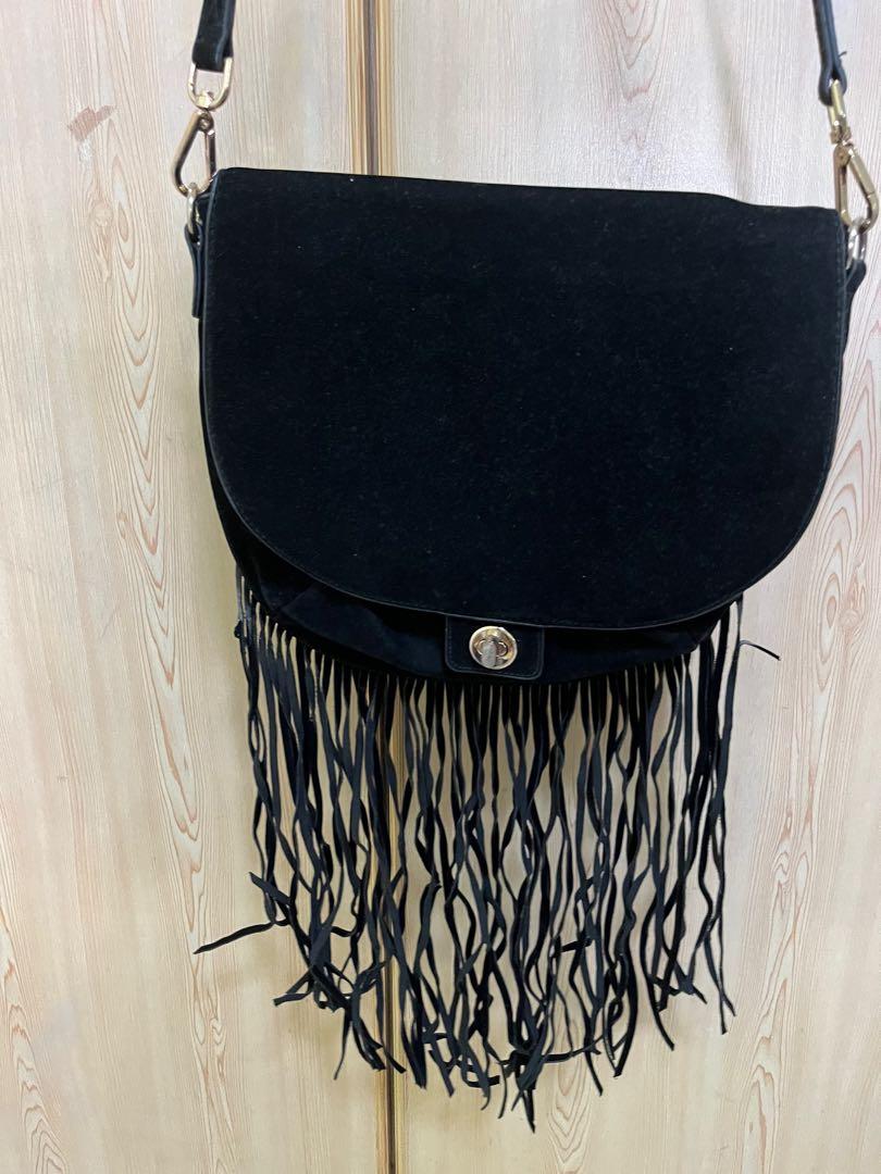 H M Suede tassel bag