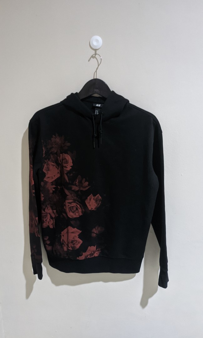 Hoodie H M Rose Printed Fesyen Wanita Pakaian Wanita Baju