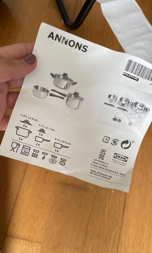 IKEA ANNONS COOKWARE SET, Furniture & Home Living, Kitchenware