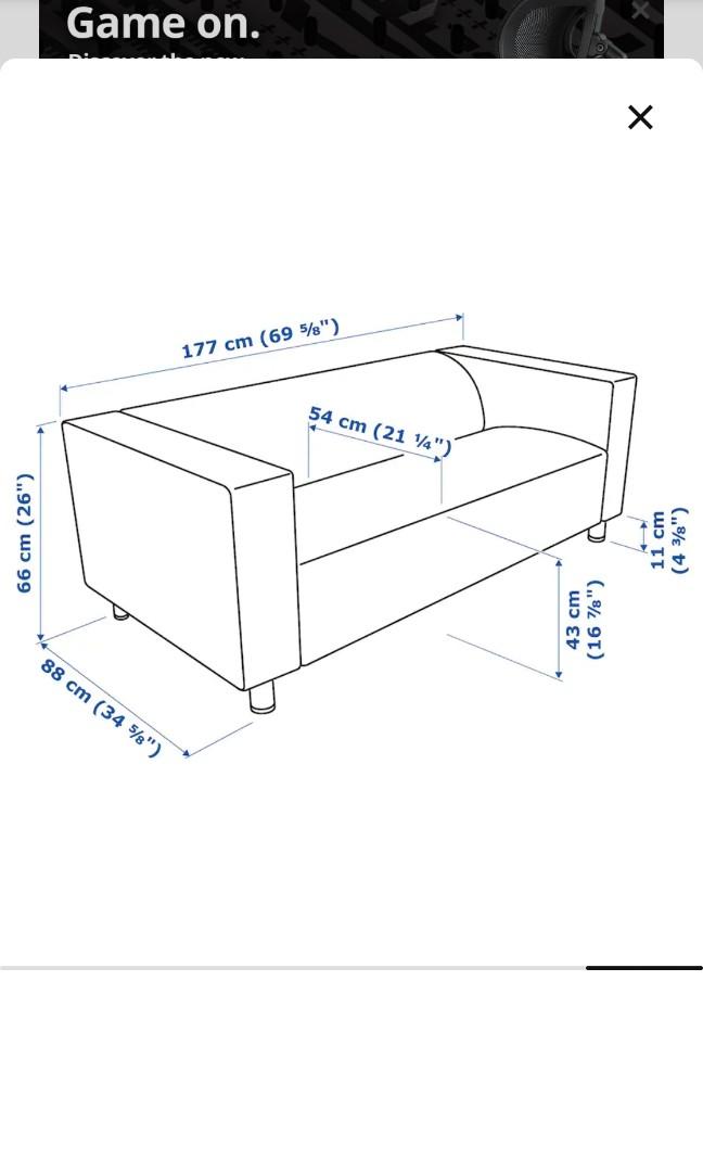 IKEA Klippan Black Leather Sofa, Furniture & Home Living, Furniture