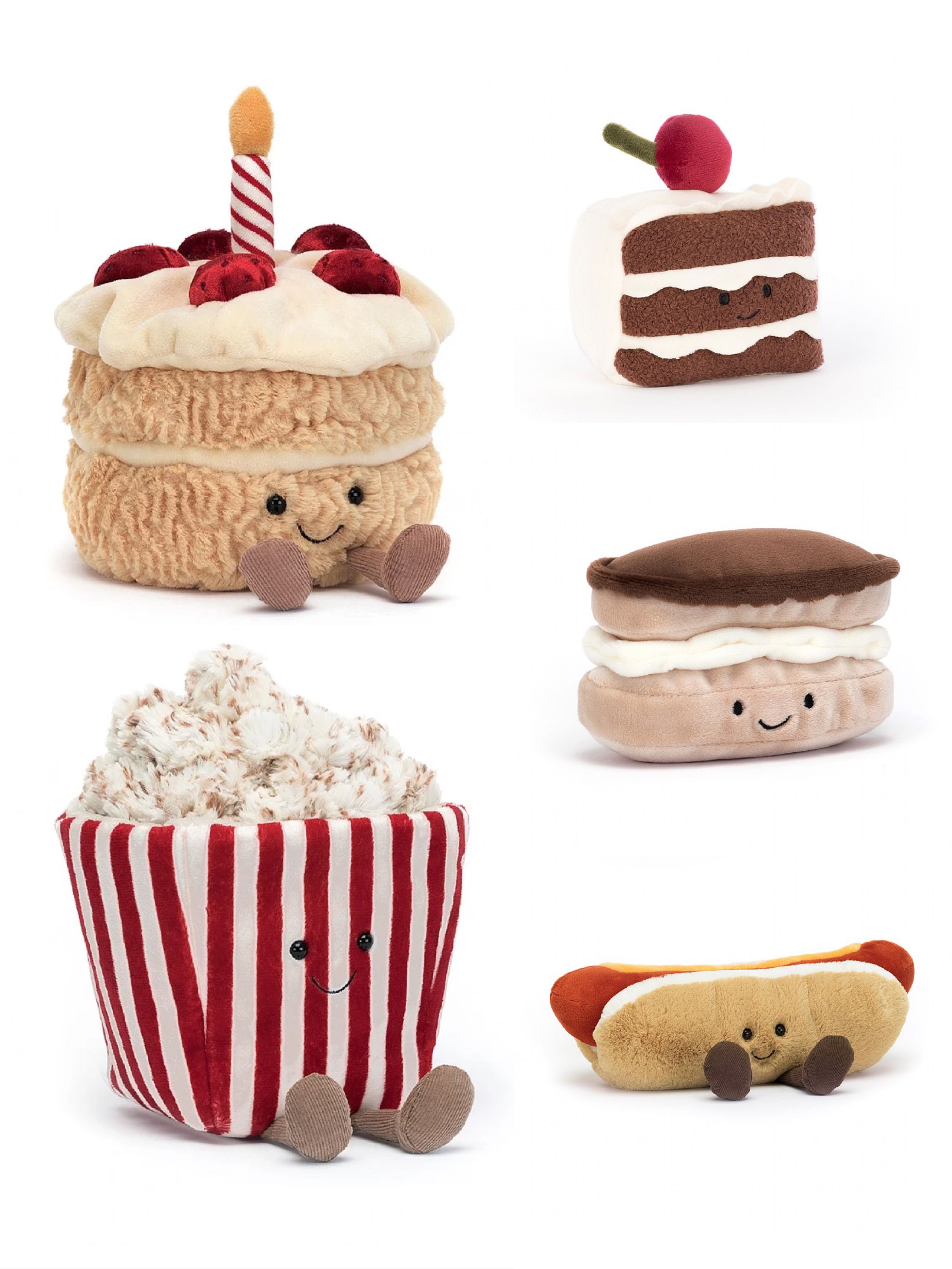 Jellycat Amuseable Birthday Cake, Popcorn, Hotdog, Pretty Patisserie