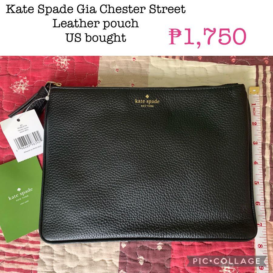 Kate Spade leather pouch clutch new with tag, Luxury, Bags & Wallets on  Carousell