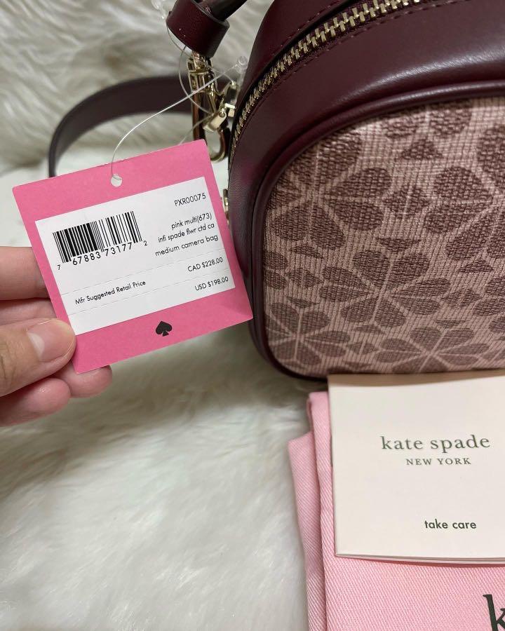 Kate spade spade flower coated canvas infinite medium camera bag pink multi  pxr00075