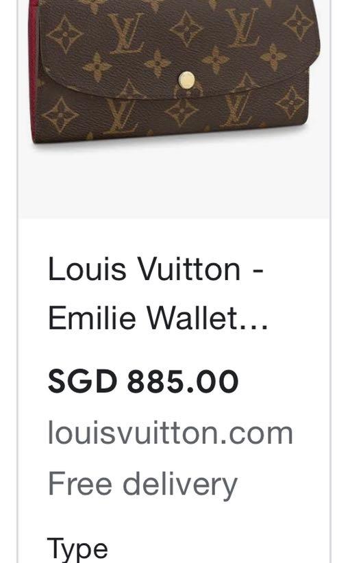 Shop Louis Vuitton PORTEFEUILLE EMILIE Monogram Unisex Street Style Plain  Leather Folding Wallet (M82340) by pinkypromise20
