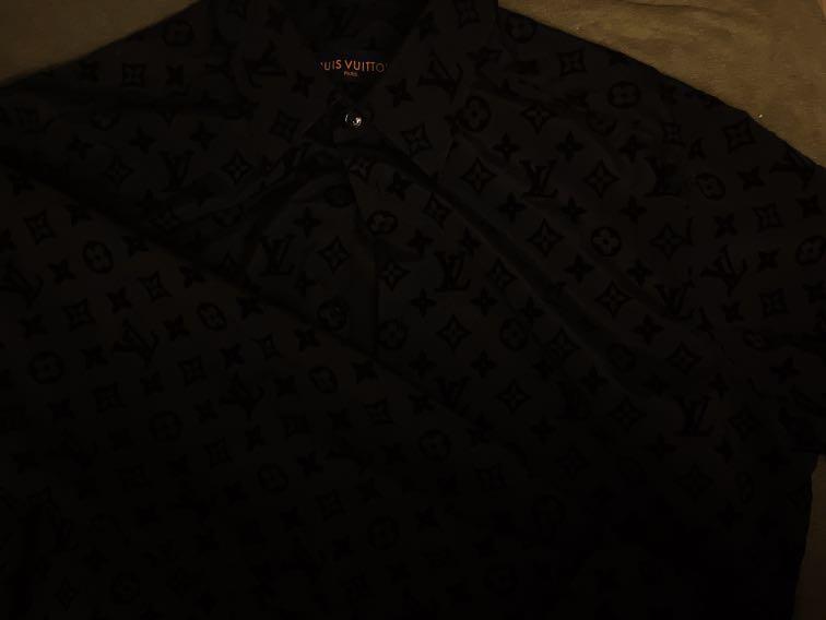 Louis Vuitton FW21 Flocked Monogram Classic Shirt Black