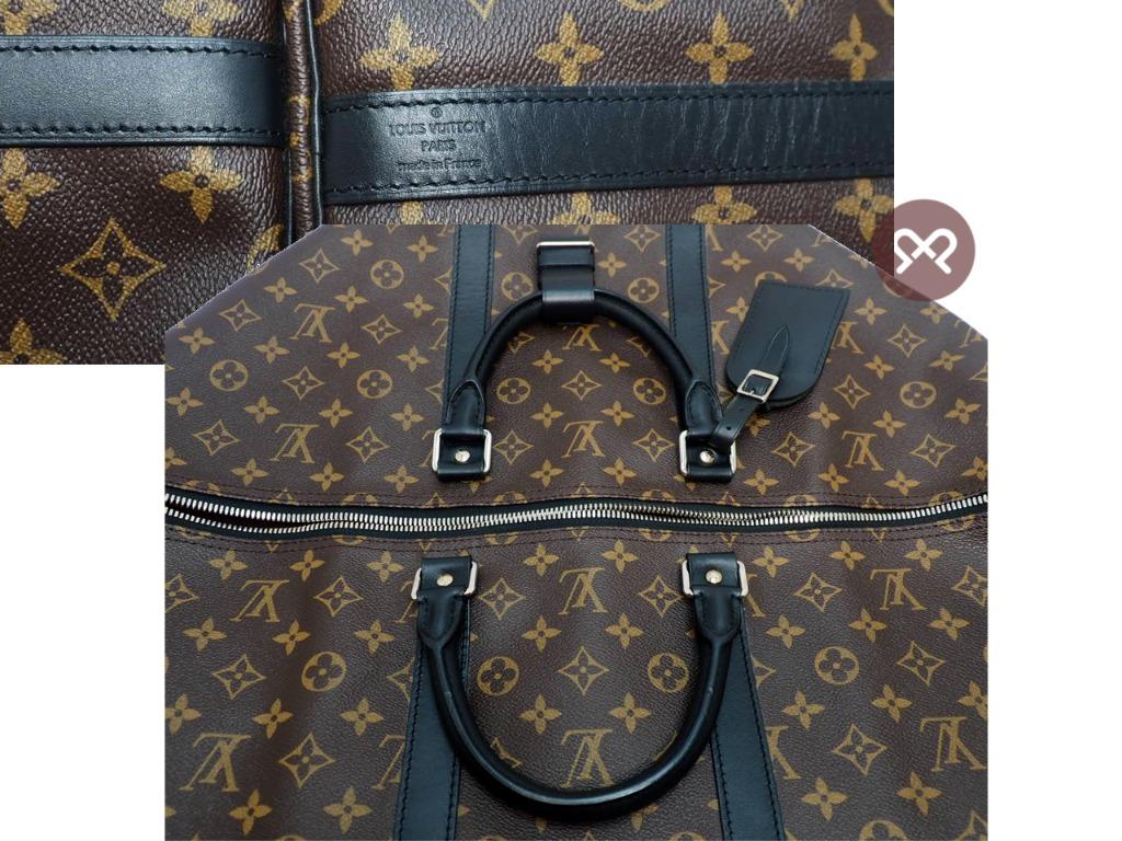 Auth Louis Vuitton Monogram Macassar Keepall Bandouliere 55 M56714 Boston  Bag