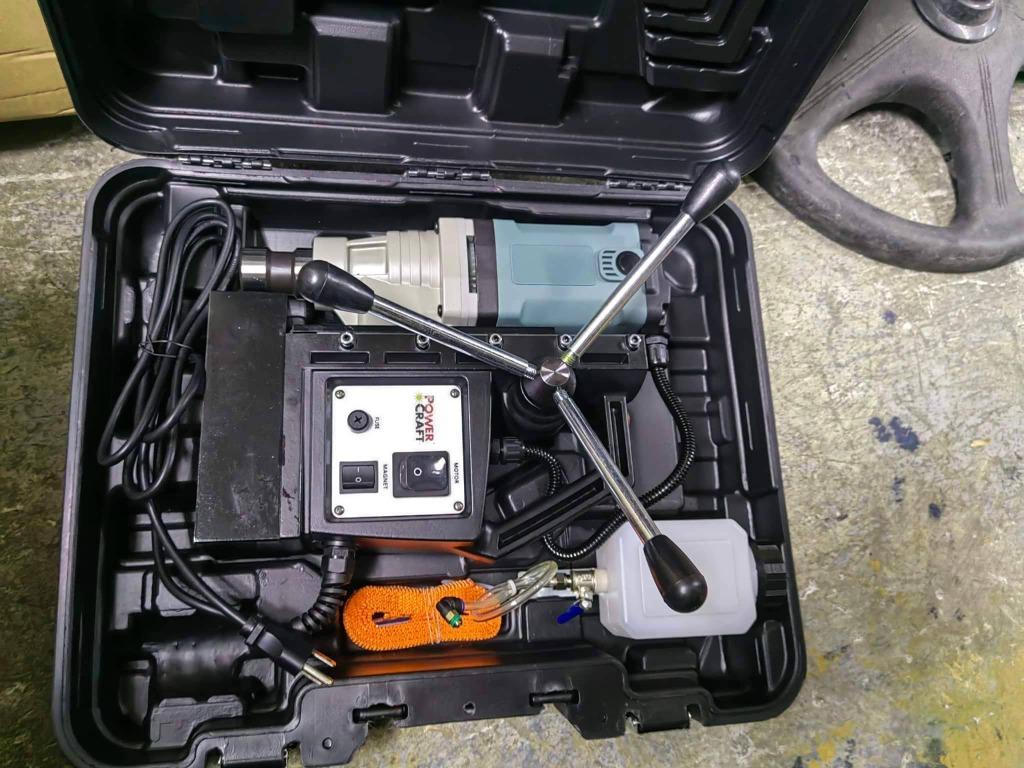 Magnetic Drilling Machine (Category: Construction Tools & Equipment) located in Manila. Submitted by 09150361920ronvillaflor (Listing ID 1173425403, Image 3). Description: Magnetic Drilling Machine Brand: Powercraft MODEL: PCMD-35HD VOLTAGE: 220 ~ V POWER UNIT: 1500 W LARGEST DRILL: 35 mm MAX. ATTRACTION: 14000 N NO-LOAD SPEED: 100 – 670 rpm MAXIMUM CORE CUTTER DIAMETER: 35 mm MAXIMUM FOR TWIST DRILL: 13 mm MAGNETIC ADHESION: 14000 N Post Price: 