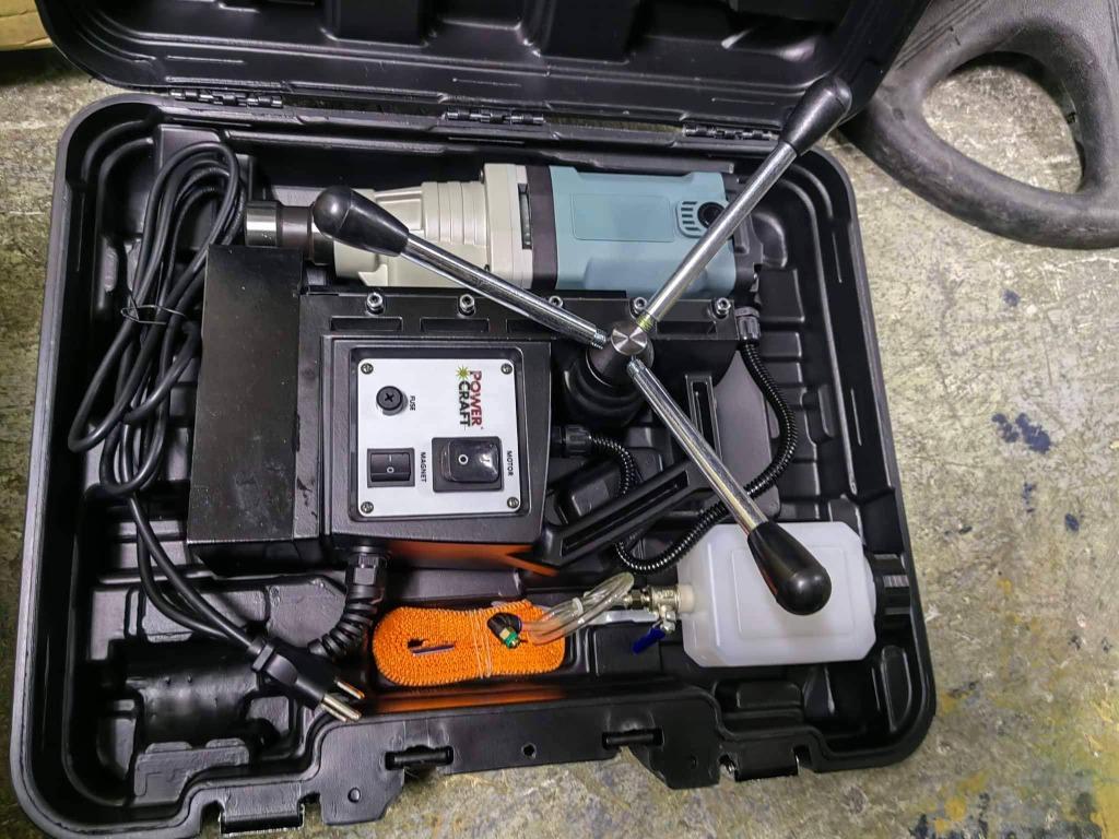 Magnetic Drilling Machine (Category: Construction Tools & Equipment) located in Manila. Submitted by 09150361920ronvillaflor (Listing ID 1173425403, Image 1). Description: Magnetic Drilling Machine Brand: Powercraft MODEL: PCMD-35HD VOLTAGE: 220 ~ V POWER UNIT: 1500 W LARGEST DRILL: 35 mm MAX. ATTRACTION: 14000 N NO-LOAD SPEED: 100 – 670 rpm MAXIMUM CORE CUTTER DIAMETER: 35 mm MAXIMUM FOR TWIST DRILL: 13 mm MAGNETIC ADHESION: 14000 N Post Price: 