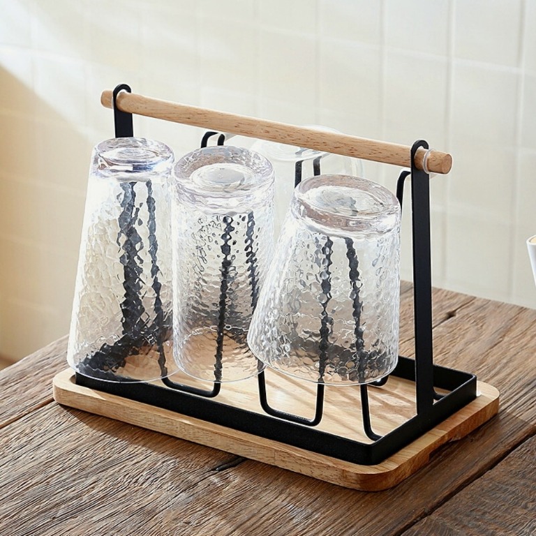 Metal Cup Drying Rack Stand Glass Bottle Drying Organizer with