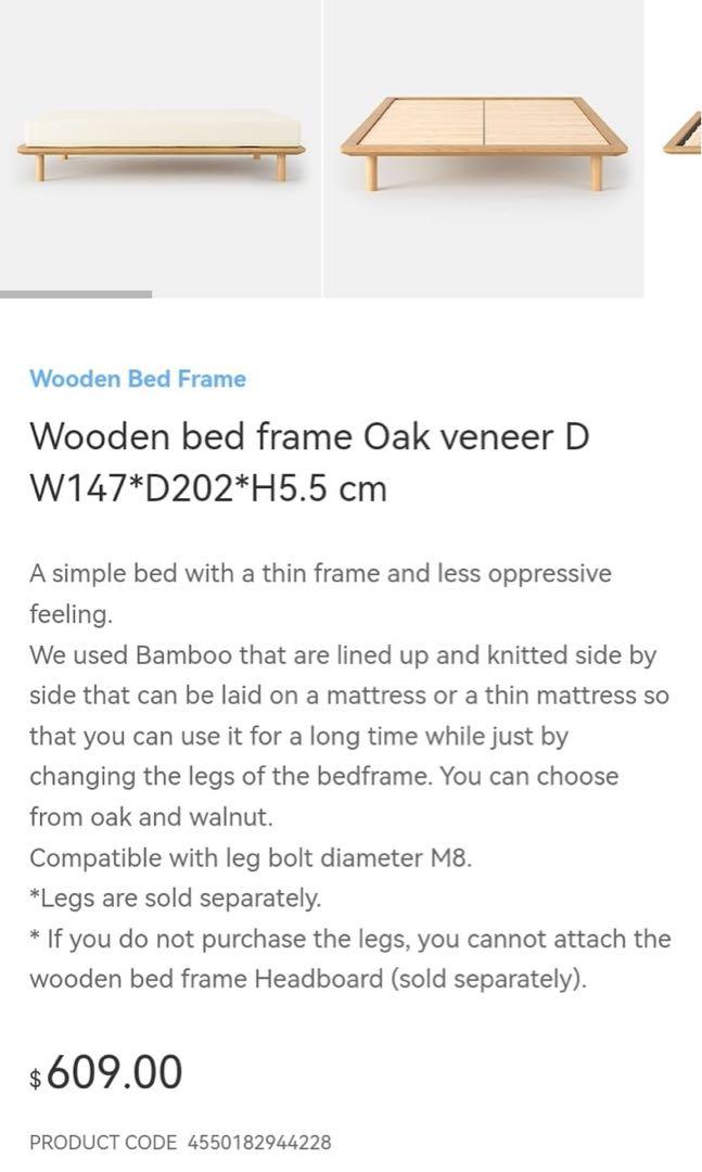 Muji Bed Frame 350 Tempur Mattress 650, Furniture & Home Living