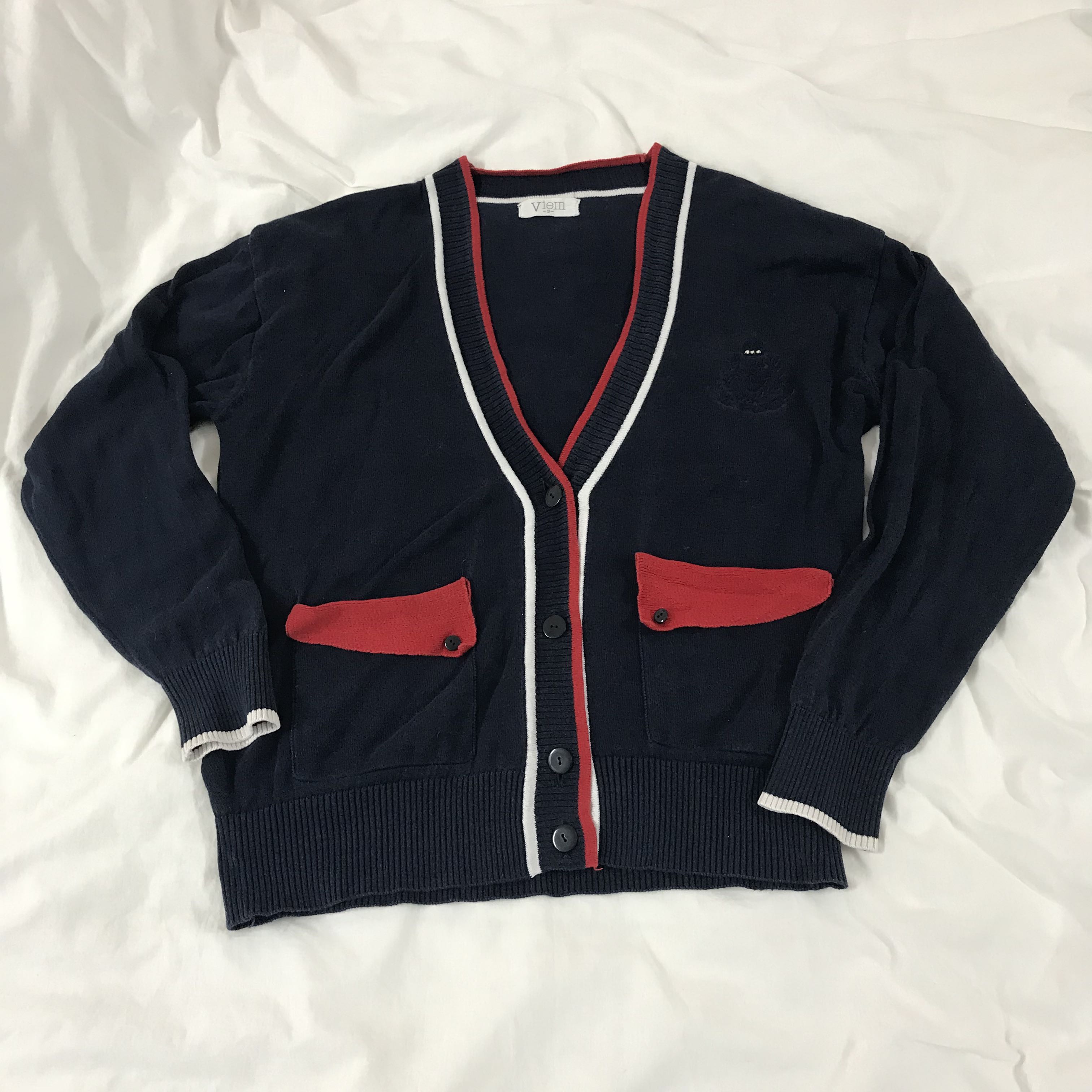 Navy, Red and White Knitted Sweater 