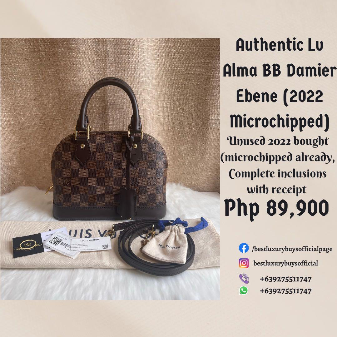 Onhand Authentic Louis Vuitton Lv 2022 Alma BB Damier Ebene Bag Unused  Complete Microchipped, Luxury, Bags & Wallets on Carousell