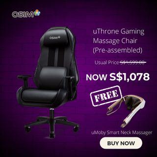 OSIM uThrone Gaming Massage Chair + FREE Gift uMoby Smart Neck Massager
