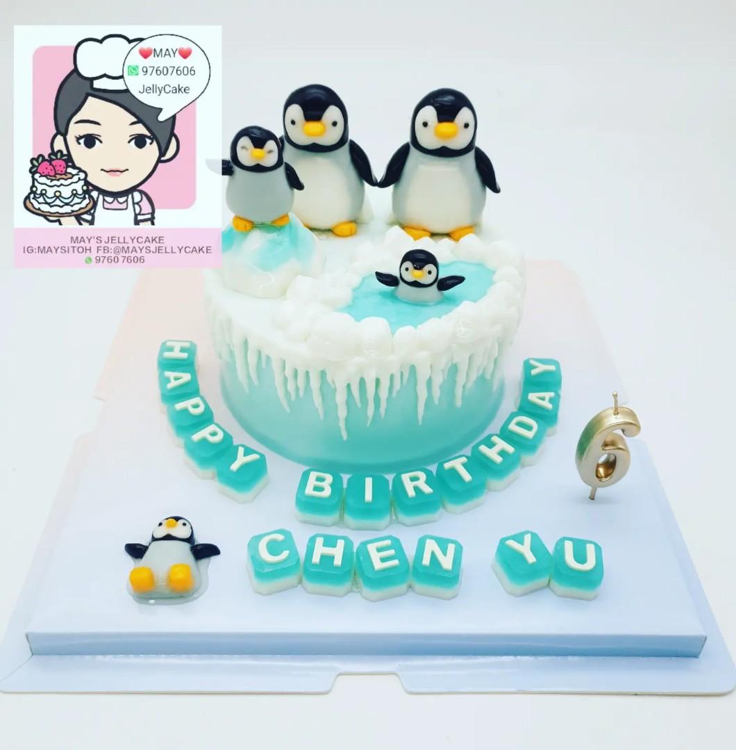 Penguin theme cake/fondant penguins, ganache and buttercream frosting  /stacking 2 tier cake - YouTube