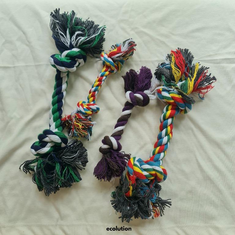Pet Braided Rope Chew Toy (Category: Homes & Other Pet Accessories) located in Manila. Submitted by ecolutionph (Listing ID 1160670099, Image 1). Description: - A chew toy for pets in the shape of a braided rope - Material: cotton - Size & Price: --> Small (P30): 7 inches --> Large {P100): 10.5 inches - Color: random - Sold per piece ** Wholesale for Parties/ Events: please contact us via our socmed accounts for more inquiries!.