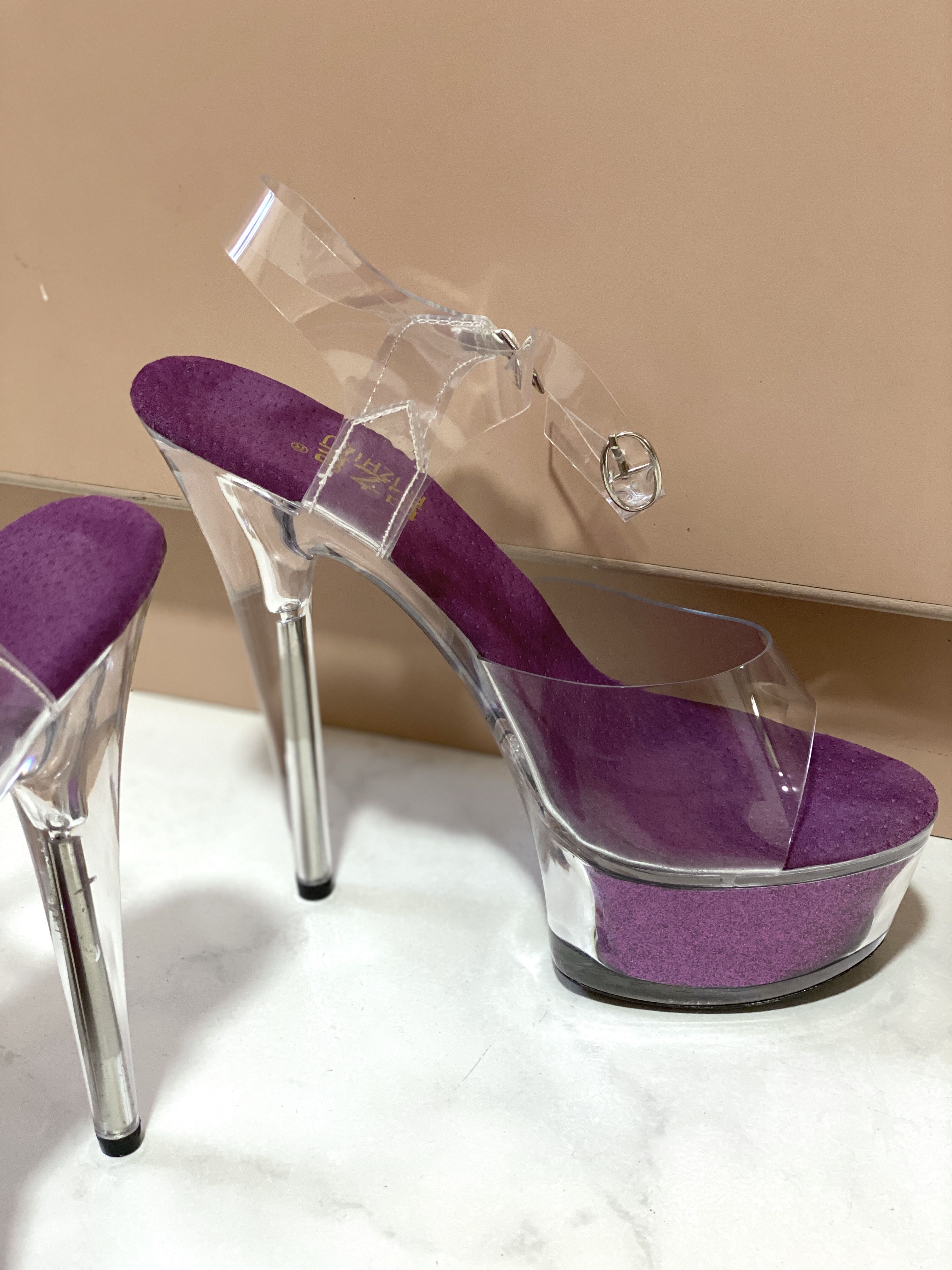 Purple new arrivals clear heels