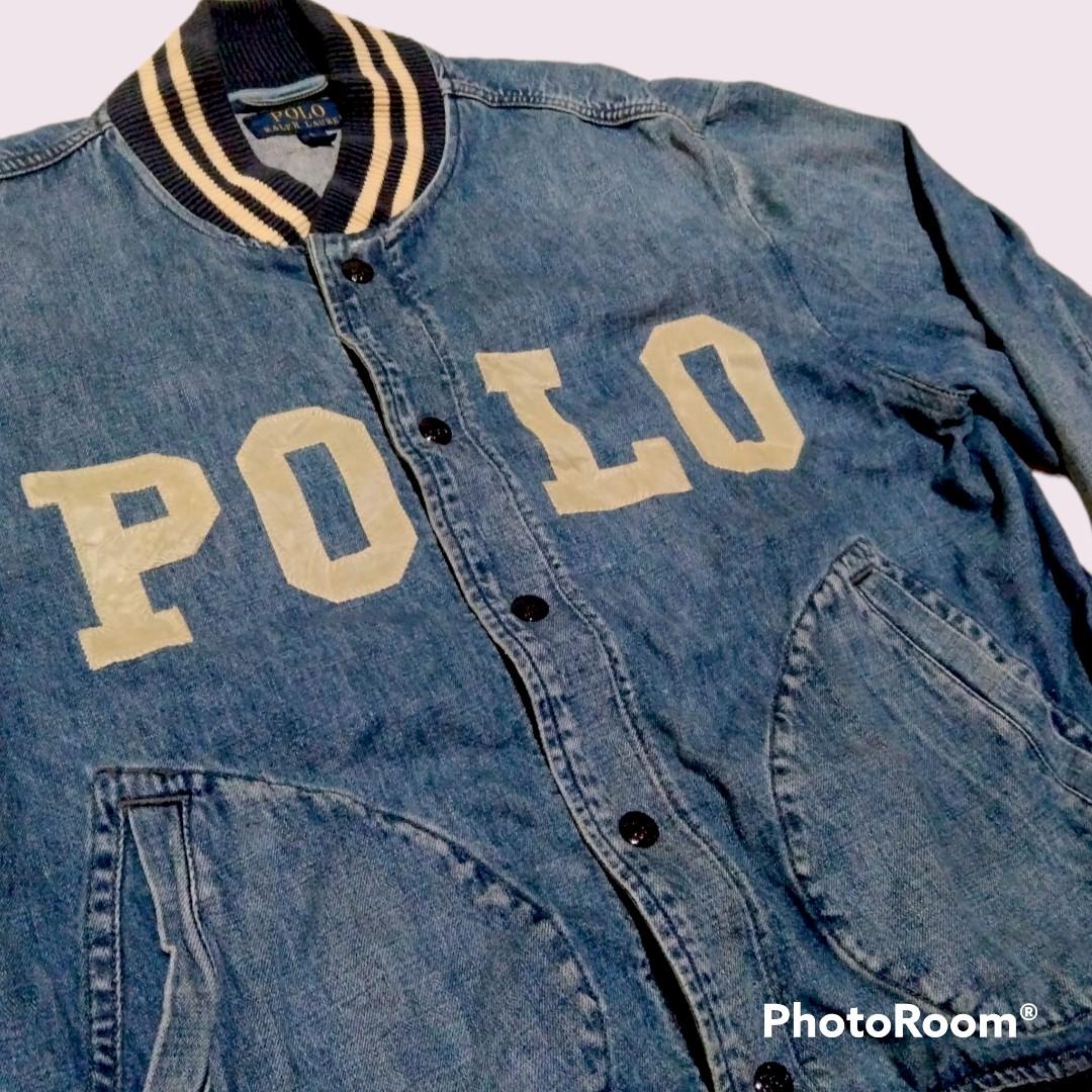 Polo denim varsity jacket top