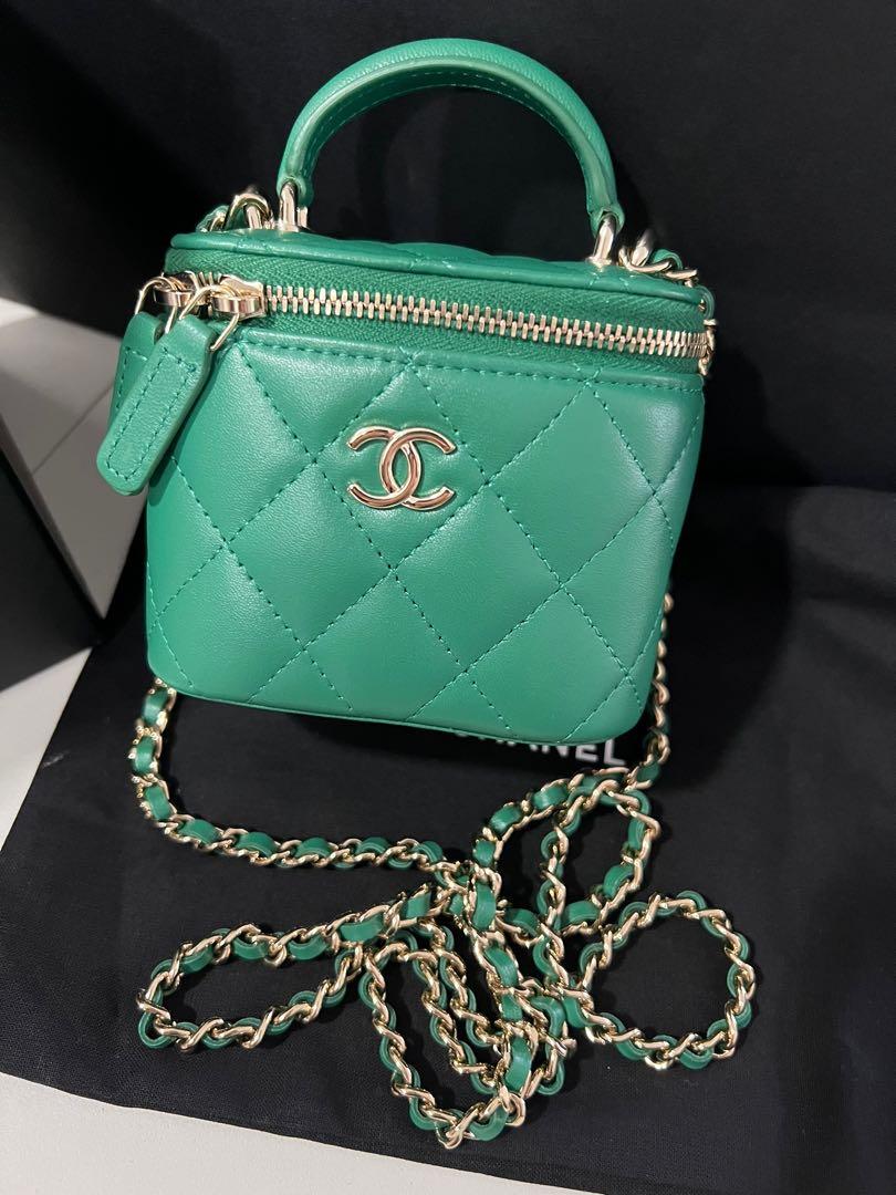 Super Rare Chanel 22A Mini Handle Vanity in Green