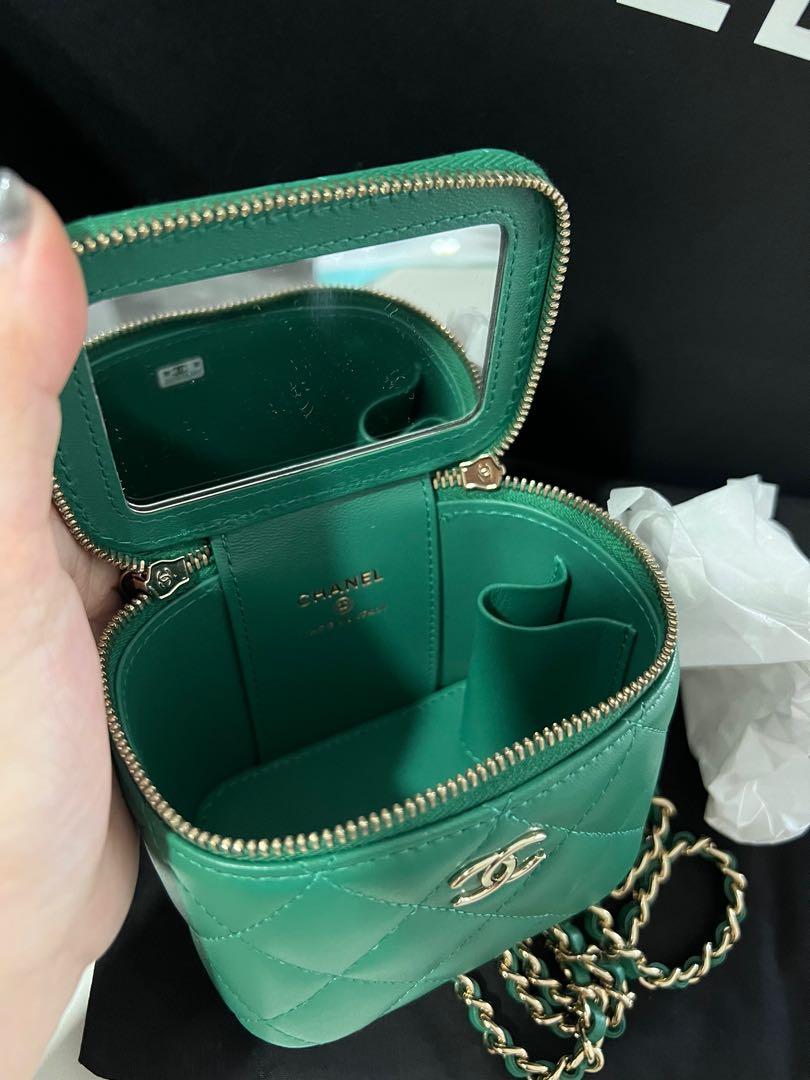 Super Rare Chanel 22A Mini Handle Vanity in Green