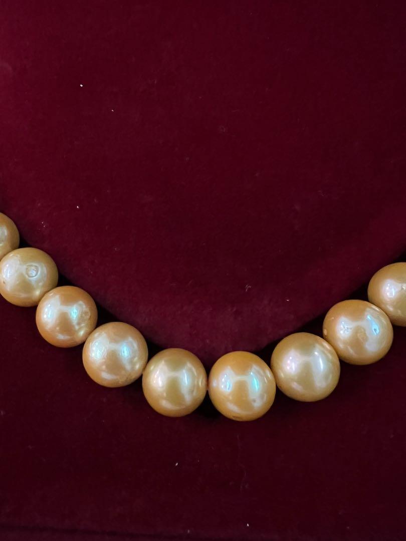 Rare Gold 12mm Pearls Necklace