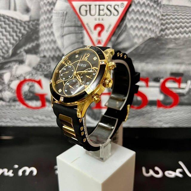 READY STOCK ORIGINAL GUESS BREEZE BLACK DIAL BLACK SILICONE